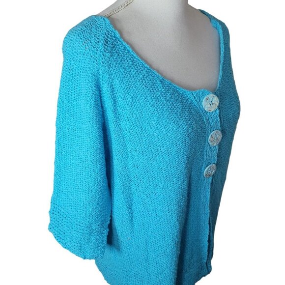 Lulu Blue Cardigan Knit Button Sweater Womens Large Bright Church Easter - Picture 6 of 9